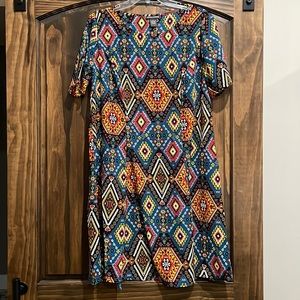 Chelsea & Theodore colorful geometric print dress NWOT